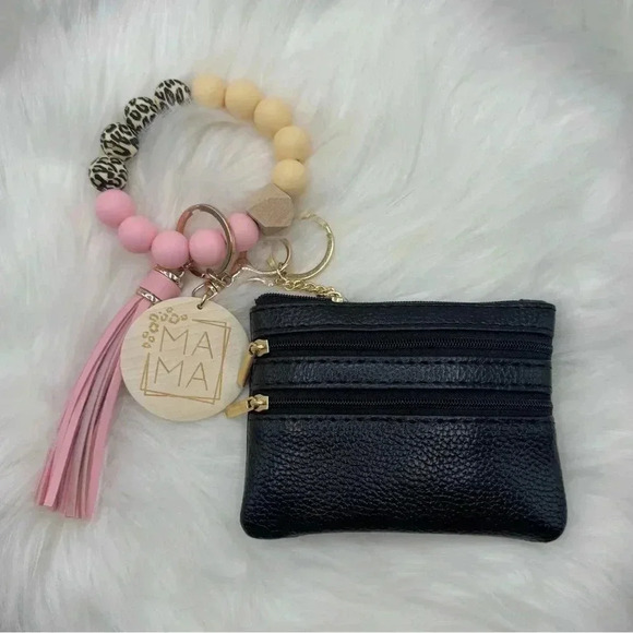 Carmella Black Wristlet Wallet with Mom Keychain tassel - Picture 1 of 6